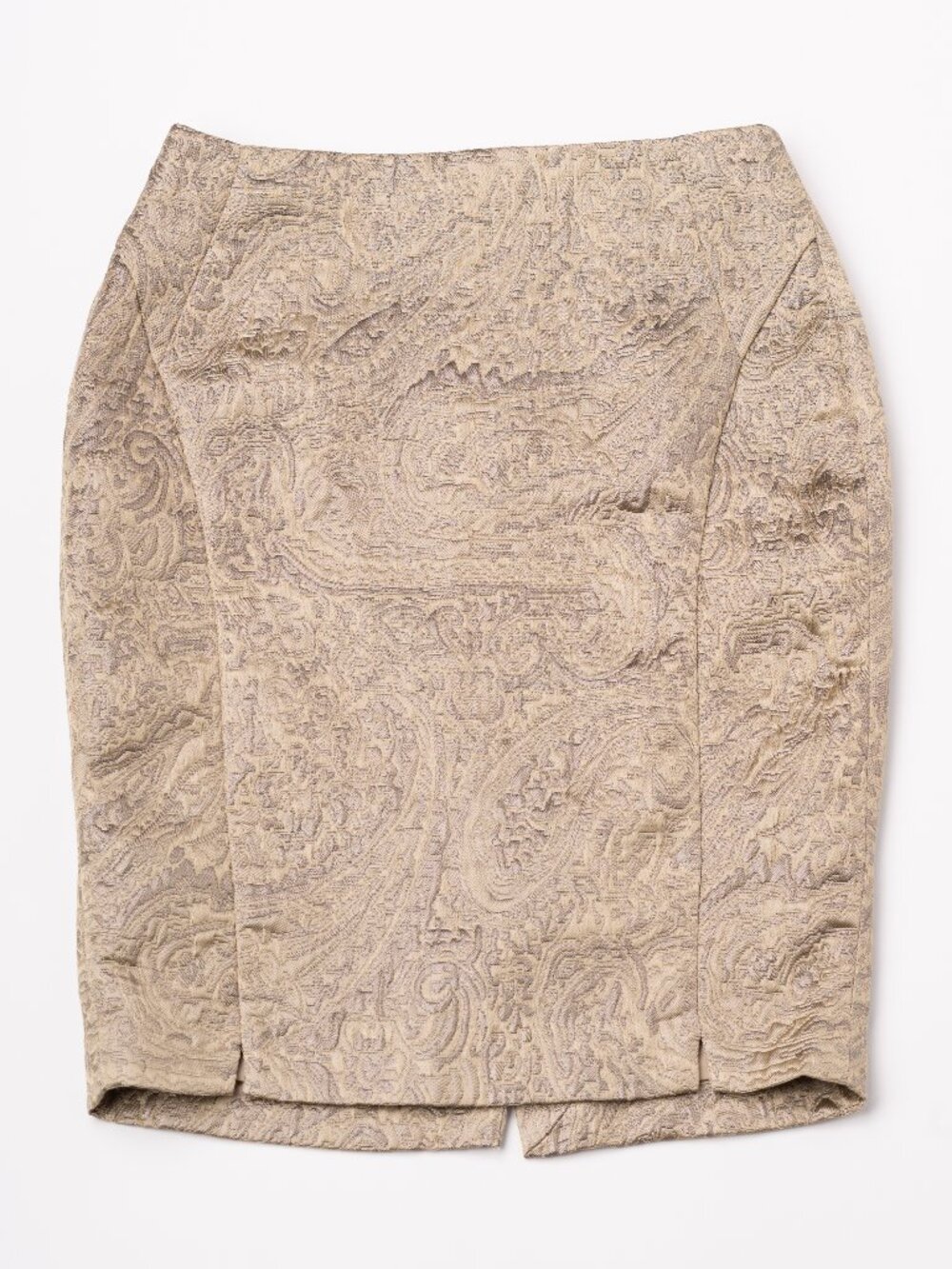 NWT Gold Metallic Paisley Brocade High Waist Pencil Skirt Sz 2 Regency Cocktail